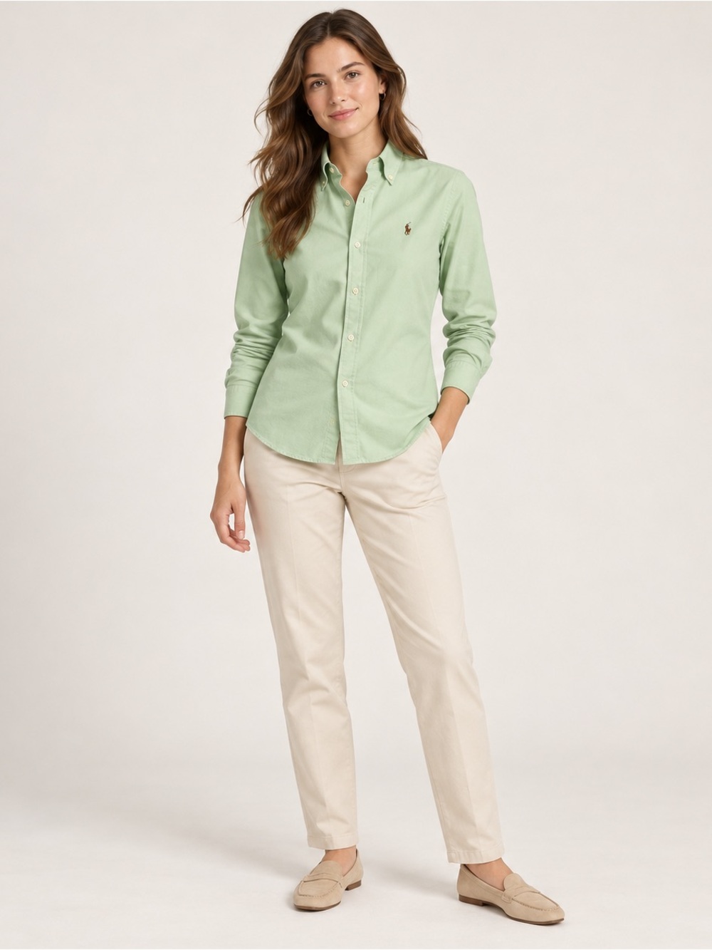 Ralph Lauren Light Green Slim Fit Oxford Button Down Shirt Size 8